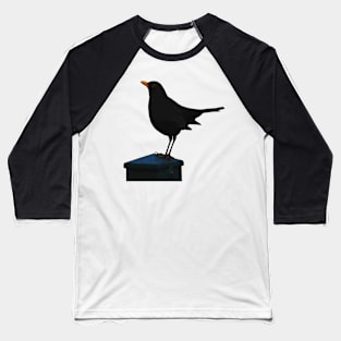 Minimalistic Blackbird Vector Art Cut Out Baseball T-Shirt